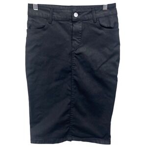 Massimo Dutti Black Faux Leather Pencil Skirt Women Size 2 EUR 34 Y2K